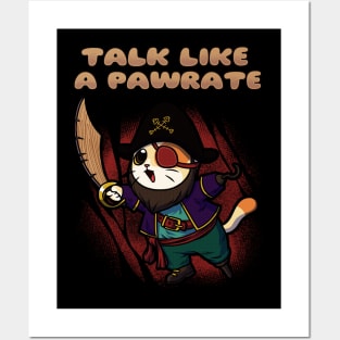 Cat Talk Like A Pirate Funny Geek Pirate Gift Posters and Art